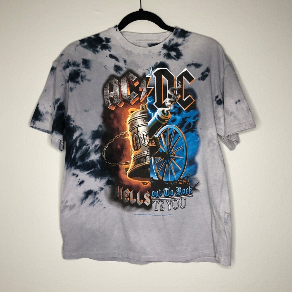 Liquid Blue Men's  Tie Dye Shirt Tee 2017 AC/DC Hell's Out To‎ Rock You Size M